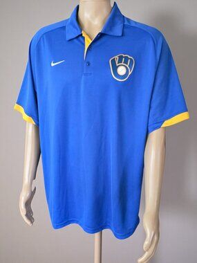 NWOT NIKE DRI FIT (XL) Milwaukee Brewers Performance Apparel Short Sleeve Polo